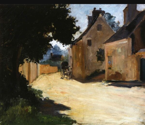 Rue du Village Louveciennes – Pierre-Auguste Renoir (der Titel bleibt unverändert, da es sich um einen Eigennamen handelt) Pierre-Auguste Renoir 85x75