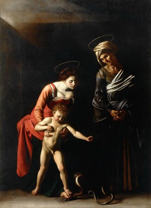 Jungfrau und Kind mit einer Schlange – Caravaggio Michelangelo Merisi da Caravaggio 70x105