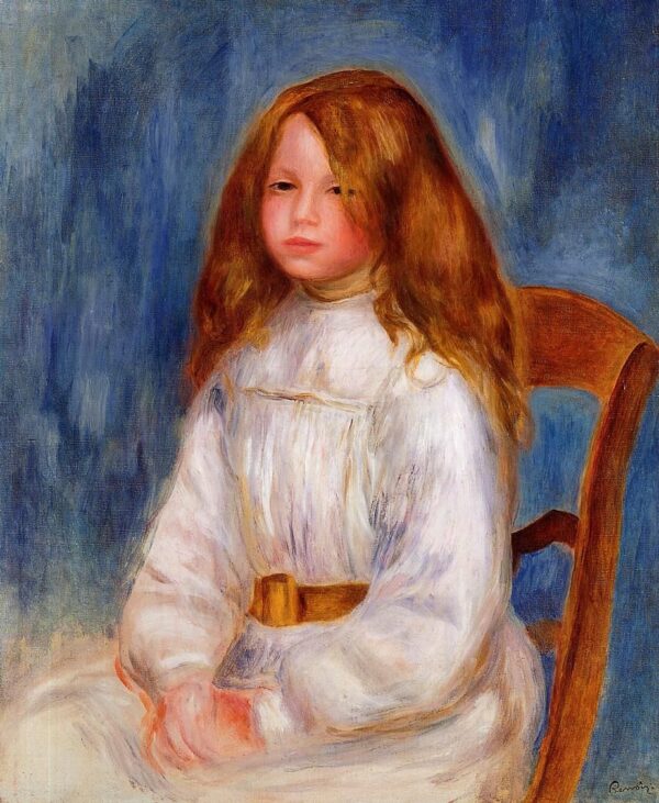 Mädchen sitzend auf blauem Hintergrund – Pierre-Auguste Renoir Pierre-Auguste Renoir 70x85