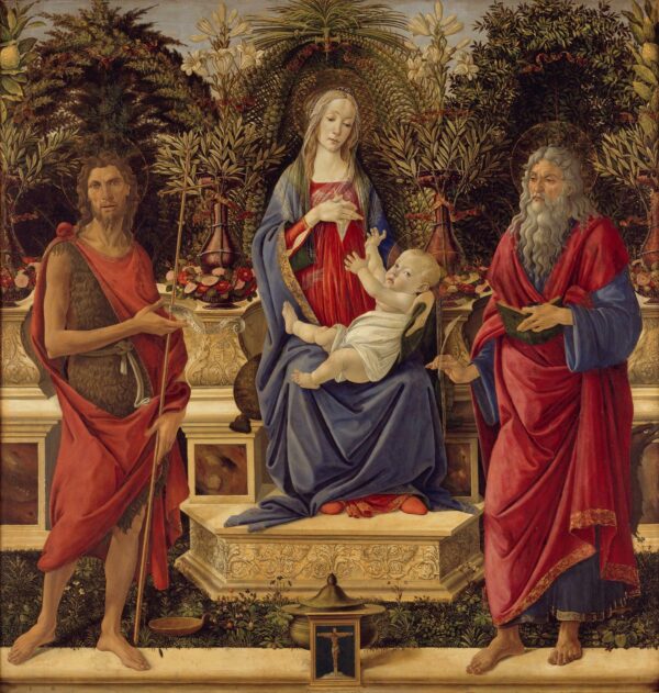 Vierge, die mit einem Kind und Heiligen thront – Sandro Botticelli Sandro Botticelli 70x70