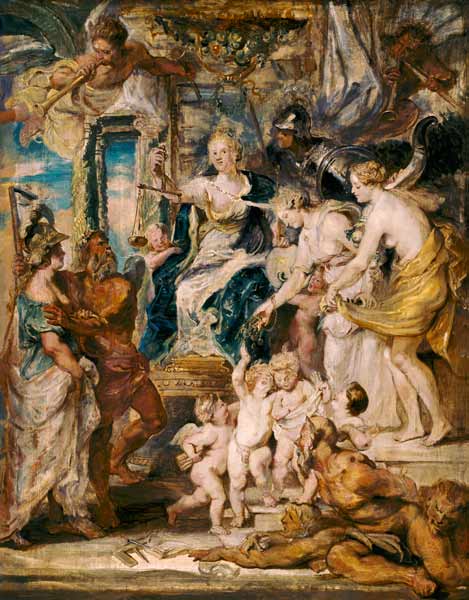 Die glückliche Regierung der Königin, Skizze aus dem Medici-Zyklus – Peter Paul Rubens Peter Paul Rubens 70x85