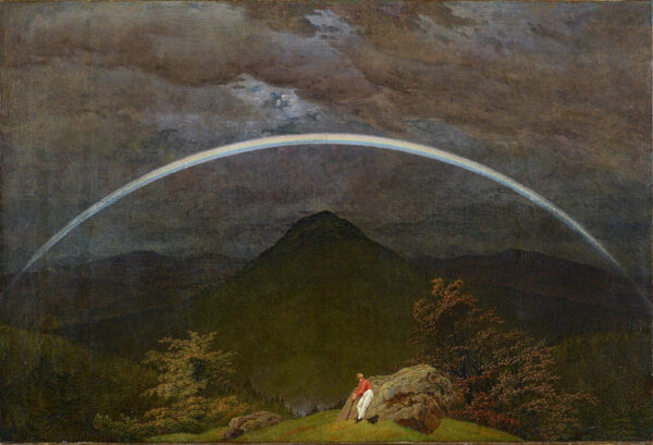 Landschaft mit Regenbogen in den Bergen – Caspar David Friedrich Caspar David Friedrich 105x70