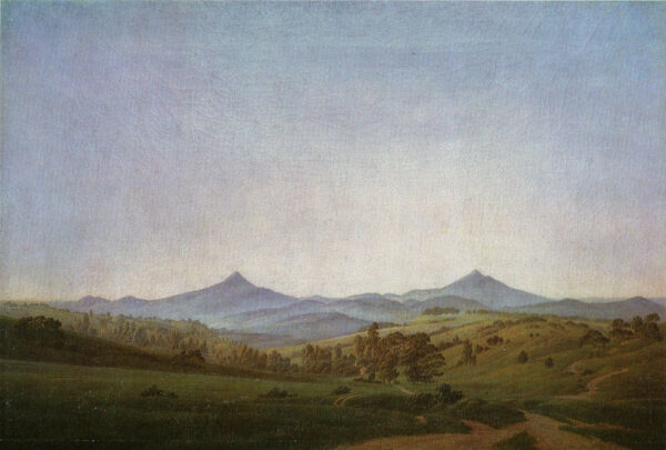 Landschaft in Böhmen mit dem Berg Milleschauer – Caspar David Friedrich Caspar David Friedrich 105x70