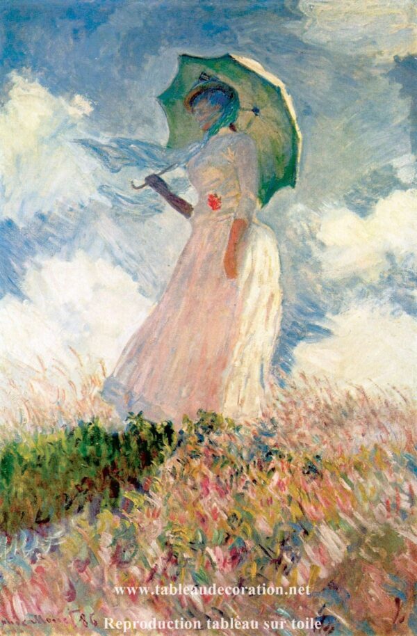 Frau mit Sonnenschirm, die nach links schaut – Monet Beliebte Bilder 70x105