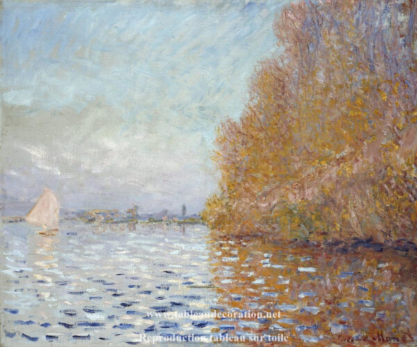 Der Argenteuil-Teich mit einem Segelboot – Gemälde von Monet Claude Monet 85x75