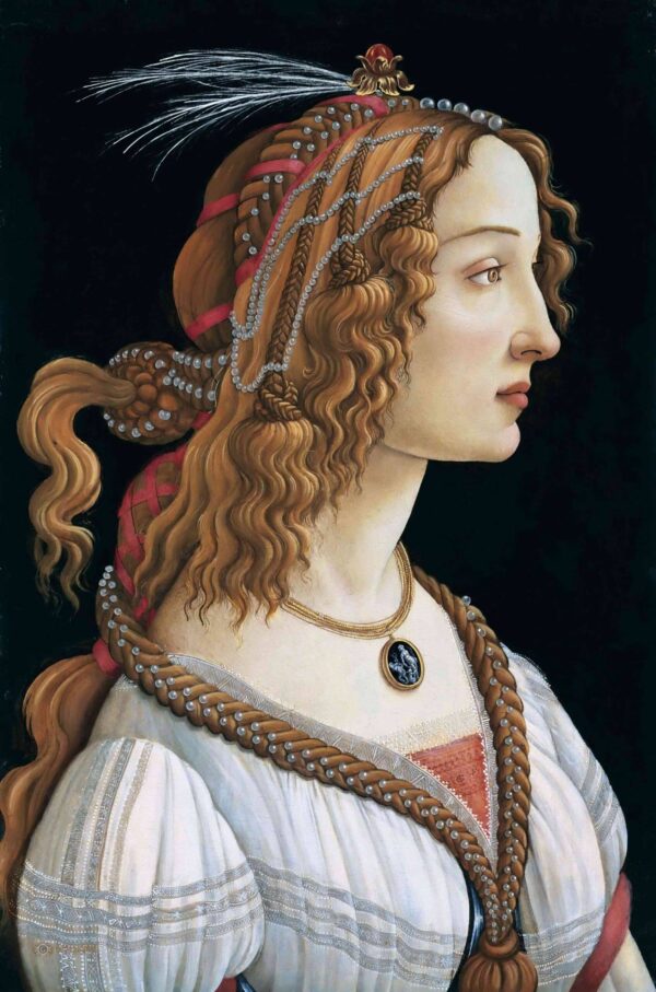 Idealisiertes Porträt einer Frau (Porträt von Simonetta Vespucci als Nymphe) – Sandro Botticelli Sandro Botticelli 70x105