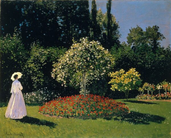 Dame in Weiß im Garten – Claude Monet Beliebte Bilder 85x75