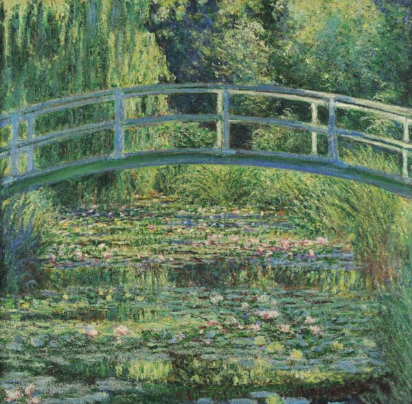 Wasserlilien und japanische Brücke – Claude Monet „Die Seerosen“ von Claude Monet 70x70