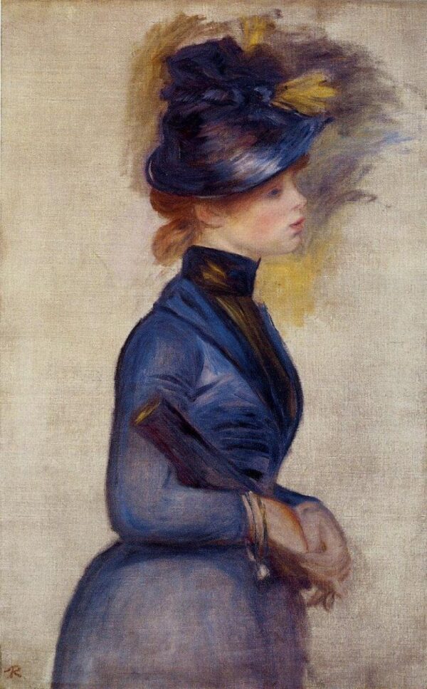 Junge Frau in leuchtendem Blau im Konservatorium – Pierre-Auguste Renoir Pierre-Auguste Renoir 70x105