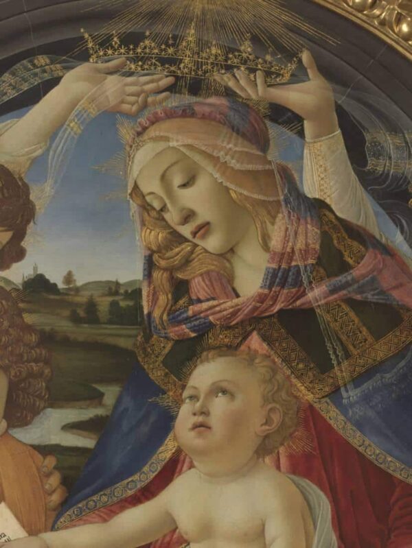 Madonna del Magnificat oder Madonna (Jungfrau) mit Kind und fünf Engeln – Sandro Botticelli Sandro Botticelli 70x85