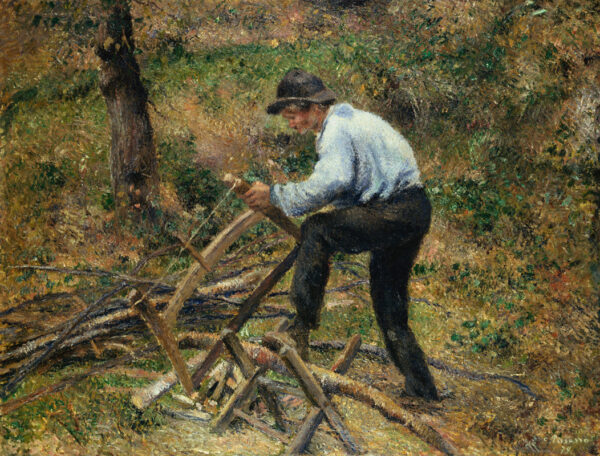 Père Melonbeim mit Holzsägen – Camille Pissarro Camille Pissarro 85x75