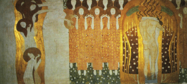 Die Beethoven-Frisur: Die Sehnsucht nach Glück findet Zuflucht in der Poesie. Rechte Wand – Gustav Klimt Gustav Klimt 160x70