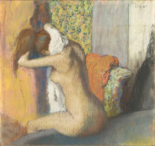 Nach dem Bad, nackte Frau trocknet sich den Nacken ab – Edgar Degas Edgar Degas 70x70