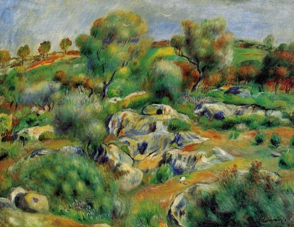 Landschaft in der Bretagne mit Bäumen und Felsen – Pierre-Auguste Renoir Pierre-Auguste Renoir 85x75