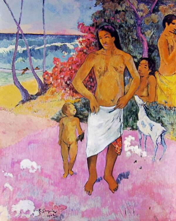 Eine Wanderung am Meer oder die tahitianische Familie – Paul Gauguin Paul Gauguin 70x85