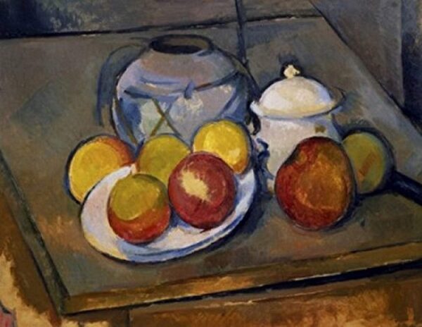 Vase, Zuckerdose und Äpfel – Paul Cézanne Paul Cézanne 85x75