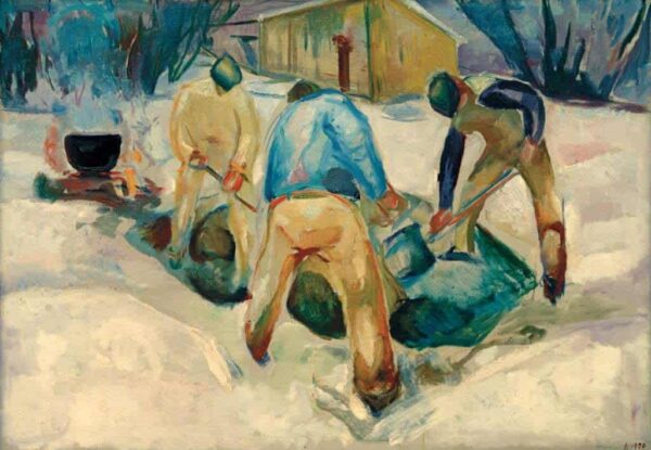 Arbeiter auf der Straße im Schnee – Edvard Munch Edvard Munch 105x70