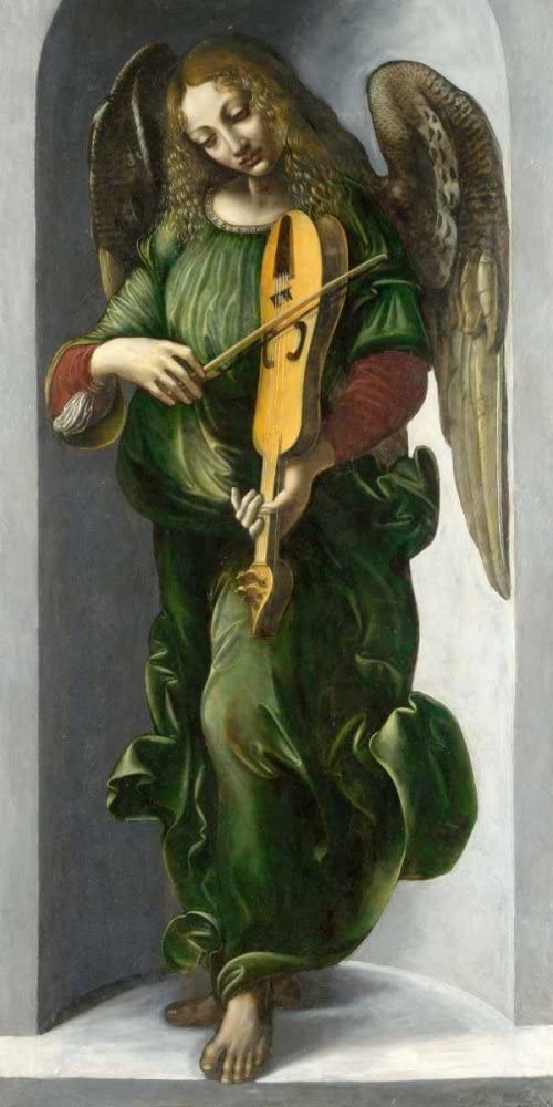 „Mann in Grün mit Violine – Leonardo da Vinci“ Leonardo da Vinci 70x140