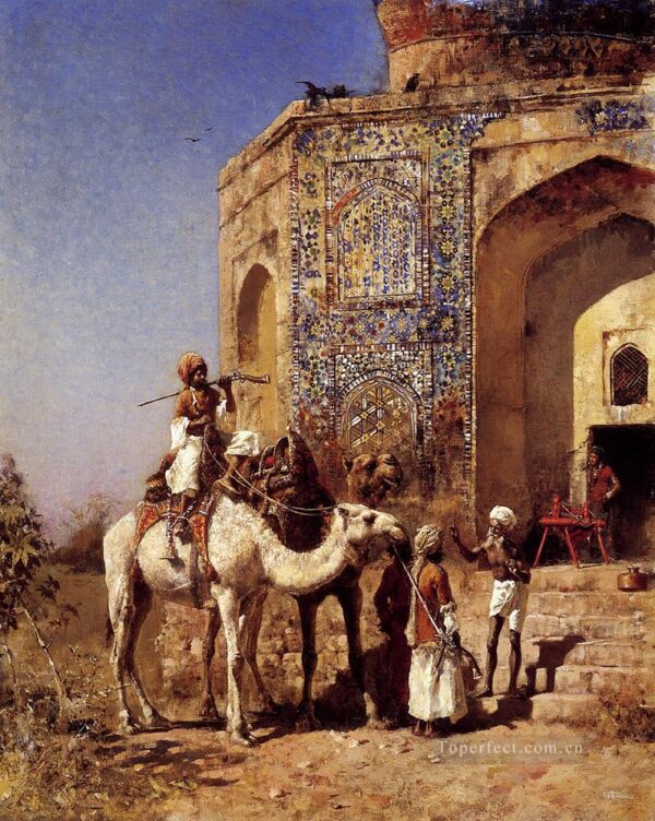 Die alte Moschee mit blauen Fliesen außerhalb von Delhi, Indien – Edwin Lord Weeks Edwin Lord Weeks