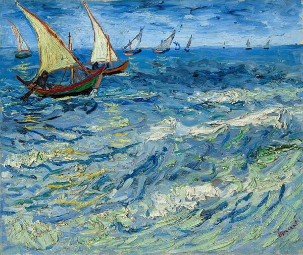 Landschaft am Meer in Saintes-Maries (Blick auf das Mittelmeer) – Van Gogh Vincent Van Gogh 85x75