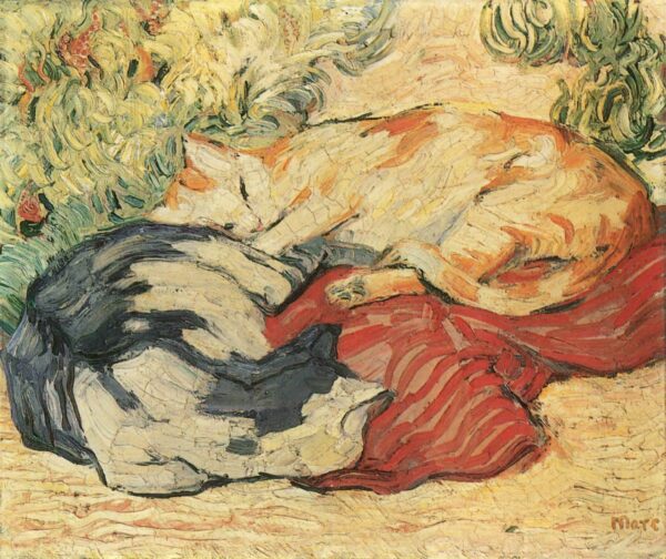 Chats auf dem roten Tuch – Franz Marc Franz Marc 85x75