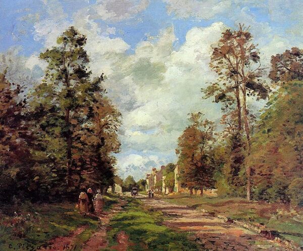 Route von Louveciennes zum Stadtrand – Camille Pissarro Camille Pissarro 85x75