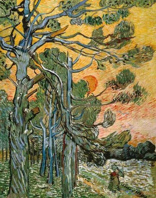 Pins unter dem Sonnenuntergang und die weibliche Figur – Van Gogh Vincent Van Gogh 70x85