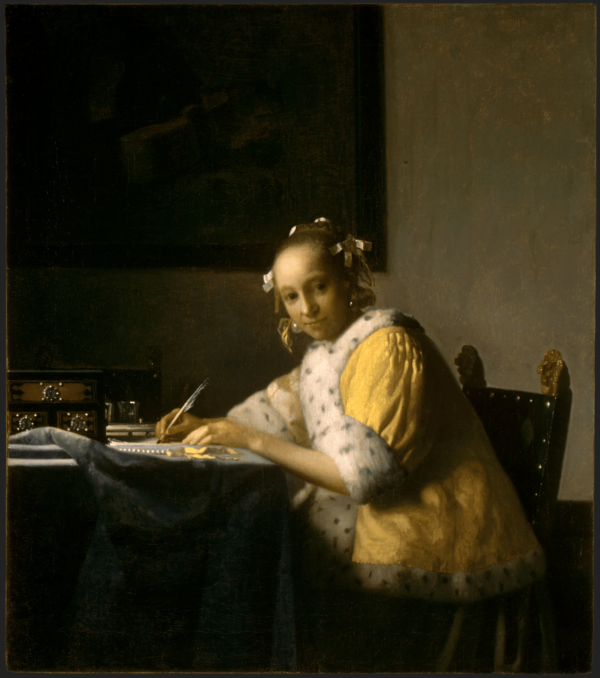 Junge Frau, die einen Brief schreibt – Johannes Vermeer Jan Vermeer 70x70