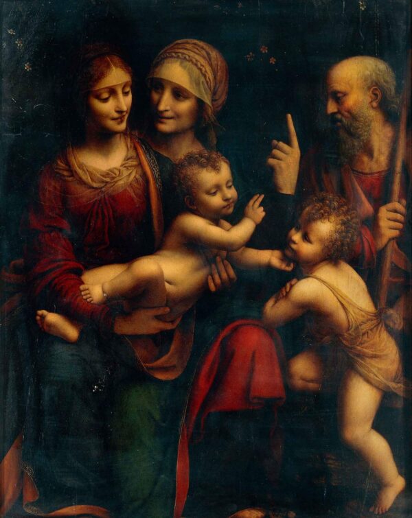 Sainte Anne, die Jungfrau, das Jesuskind und der junge Johannes der Täufer – Leonardo da Vinci Leonardo da Vinci 70x85