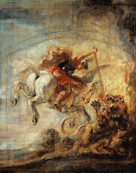 Bellérophon reitet Pegasus und kämpft gegen die Chimäre – Peter Paul Rubens Peter Paul Rubens 70x85