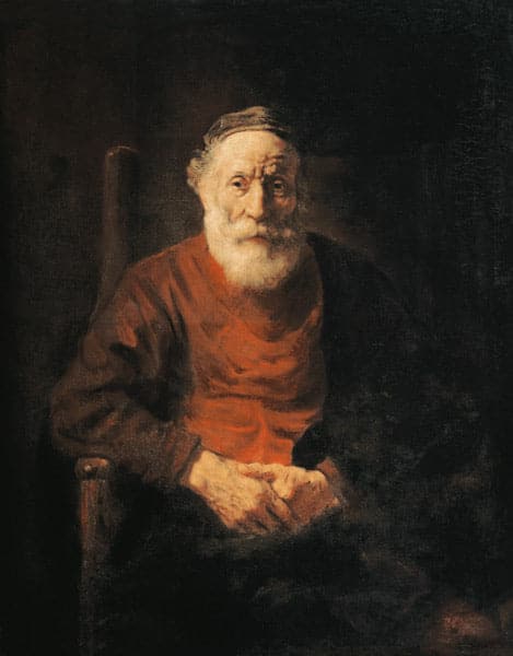 Porträt eines älteren Mannes in rotem Kostüm – Rembrandt van Rijn Rembrandt van Rijn 70x85