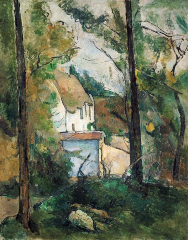 Blick durch die Bäume auf ein Haus (Auvers) – Paul Cézanne Paul Cézanne 70x85