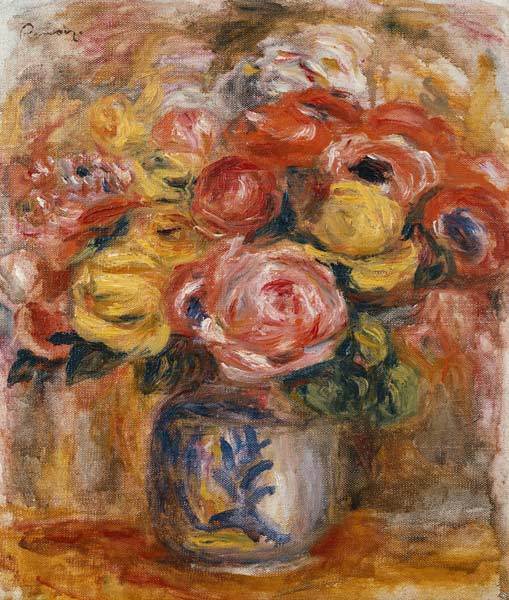 Blumenstrauß in einer blau-weißen Vase – Pierre-Auguste Renoir Pierre-Auguste Renoir 70x85