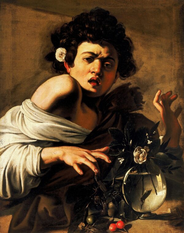 Kellner von einer Eidechse gebissen – Caravaggio Michelangelo Merisi da Caravaggio 70x85