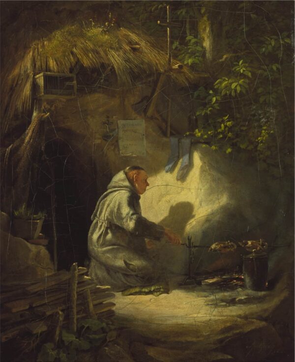 Einsiedler, Hühner bratend – Carl Spitzweg Carl Spitzweg 70x85