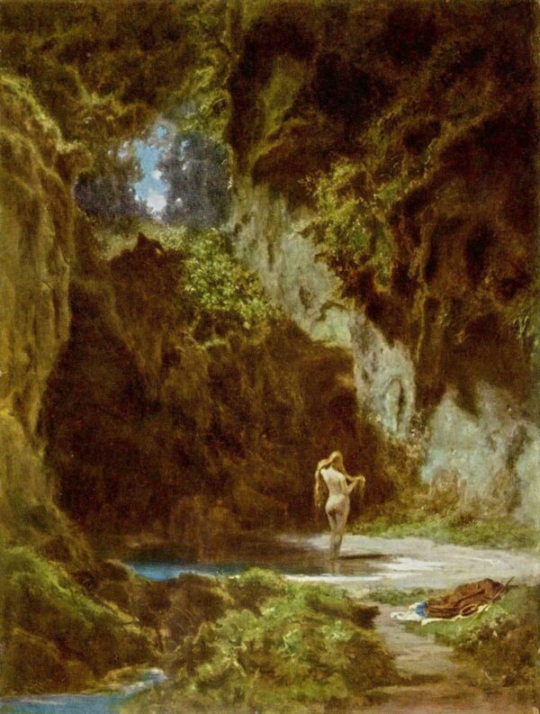 Nymphe beim Baden – Carl Spitzweg Carl Spitzweg 70x85