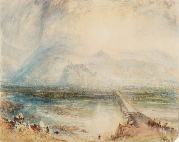 Bellinzona von der Straße aus gesehen in Richtung Locarno – William Turner J.M.W. Turner 85x75