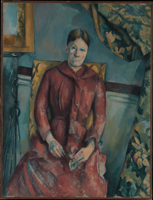 Madame Cézanne (Hortense Fiquet, 1850–1922) in einem roten Kleid – Paul Cézanne Paul Cézanne 70x120