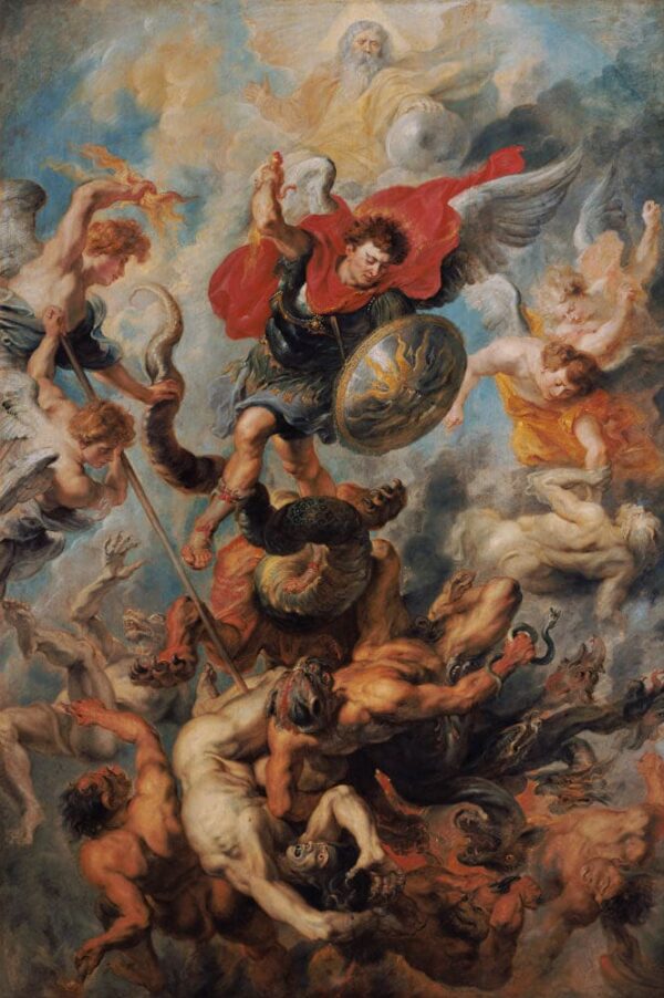 Der Fall des Erzengels Michael im Kampf gegen die abtrünnigen Engel – Peter Paul Rubens Peter Paul Rubens 70x105