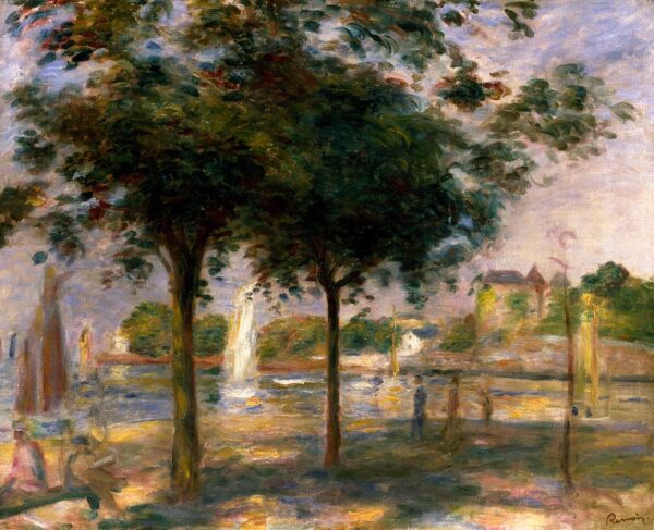 Der Titel lautet: « Der Strand von Pornic, Das weiße Segel – Pierre-Auguste Renoir » Pierre-Auguste Renoir 85x75