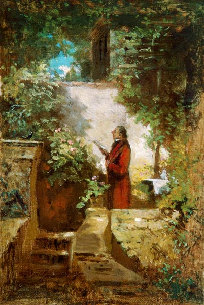 Der Zeitungsleser im Garten des Hauses – Carl Spitzweg Carl Spitzweg 70x105