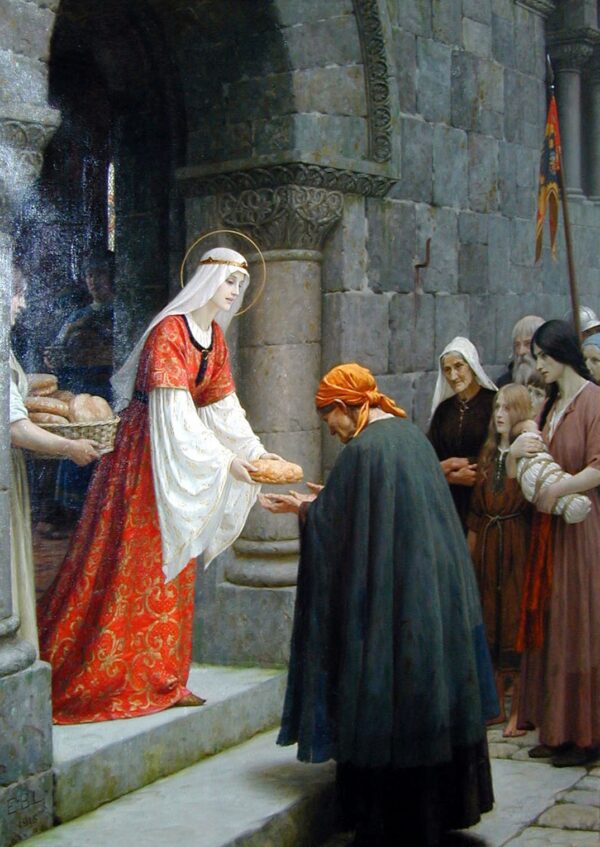 Die Barmherzigkeit der Heiligen Elisabeth von Ungarn – Edmund Leighton Edmund Leighton 70x105