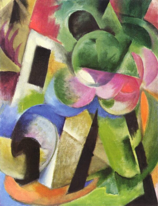 Haus mit Bäumen – Franz Marc Franz Marc 70x85