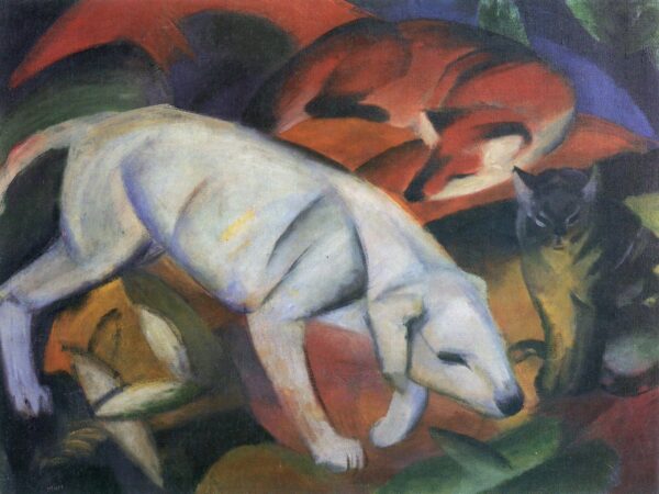 Drei Tiere (Hund, Fuchs und Katze) – Franz Marc Franz Marc 85x75