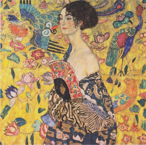 Die Dame mit dem Fächer oder Frau mit dem Fächer – Gustav Klimt Beliebte Bilder 70x70