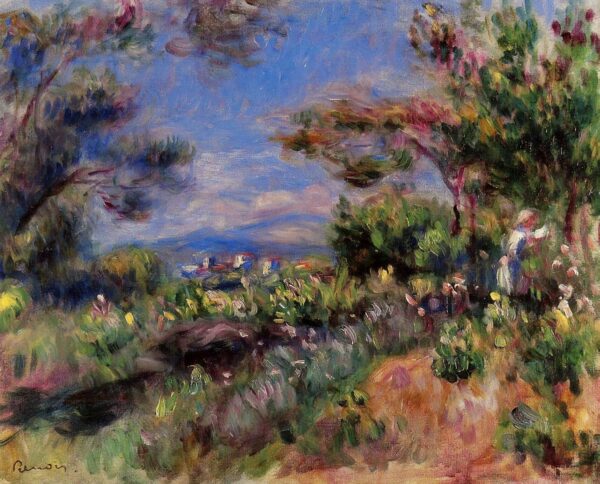 Junge Frau in einer Landschaft Cagnes – Pierre-Auguste Renoir Pierre-Auguste Renoir 85x75