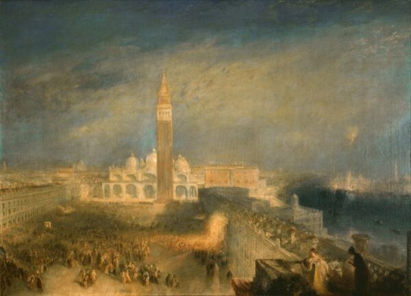 Julia und ihre Schwester auf dem Balkon des Markusplatzes in Venedig – William Turner J.M.W. Turner 105x70