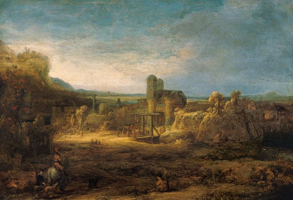 Landschaft mit Zugbrücke – Rembrandt van Rijn Rembrandt van Rijn 105x70