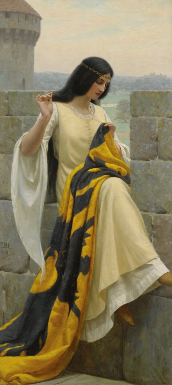 Dame, die das Banner stickt – Edmund Leighton Edmund Leighton 70x140