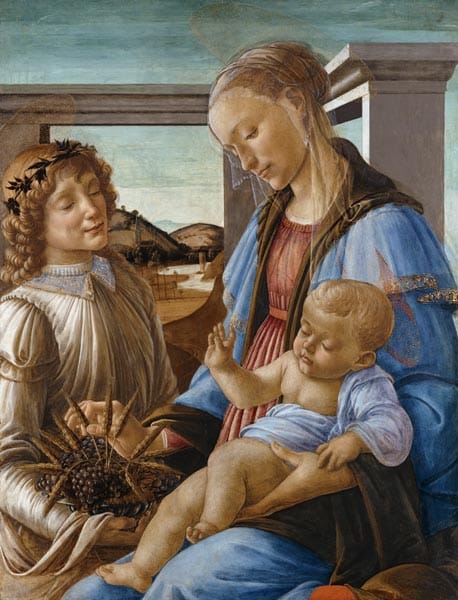 Madonna und Kind mit Engel (Madonna der Eucharistie) – Sandro Botticelli Sandro Botticelli 70x85